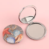 Customize Your Style, PU Leather Pattern Cosmetic Mirror, HD Glass, Plating Silver Frame, 70*70mm Round Design, Three-Color Patterns, Red, Blue and Black, Make Your Makeup More Exciting! #Personalized #EcoFriendlyFashion #SmallAndPortable